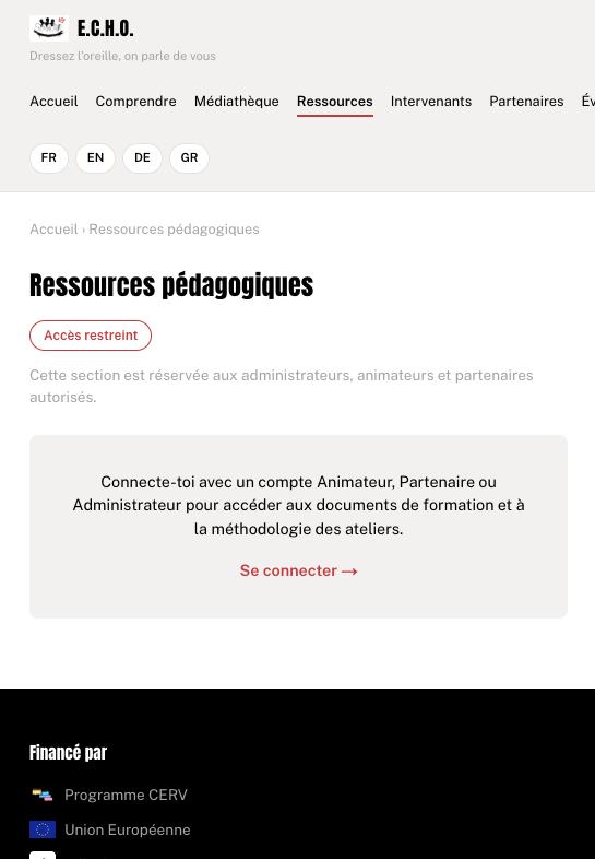Capture d’écran du projet E.C.H.O.